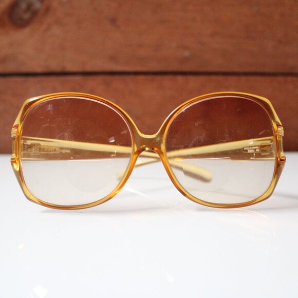 Vintage Terri Brogan Oversized Sunglasses Amber Yellow Gradient Made in Canada - Picture 2 of 9